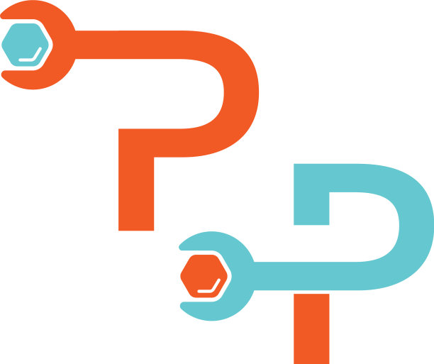 字母p标志图标组成扳手和螺栓图片下载