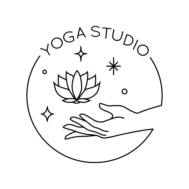 抽象时尚的线性标志与手牵手图片下载