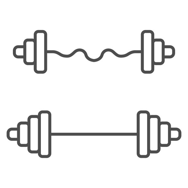 哑铃和杠铃细线标志健身房概念图片下载