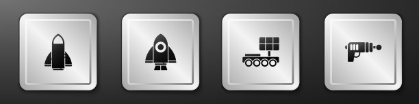 设置火箭飞船火星漫游者和射线枪图标图片下载