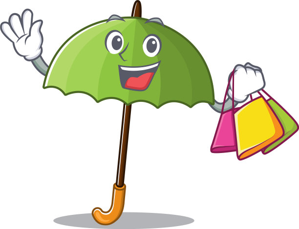 喜庆丰富的绿伞吉祥物图案飘扬图片下载