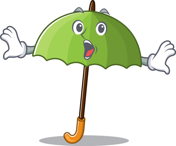 一把卡通人物的绿伞图片下载