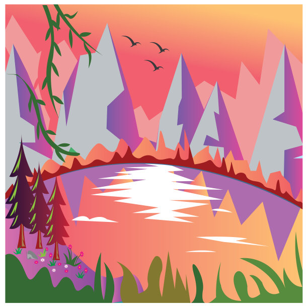 山水山水，自然湖泊，五彩缤纷的背景图片下载