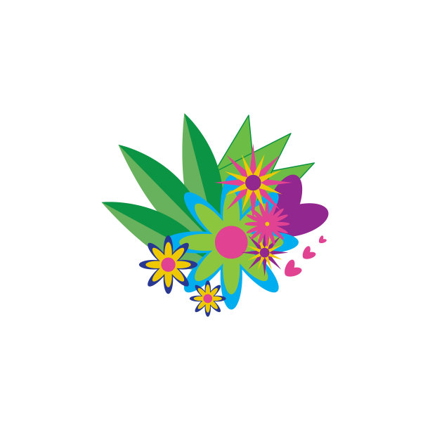 花朵装饰图标丰富多彩的设计图片下载