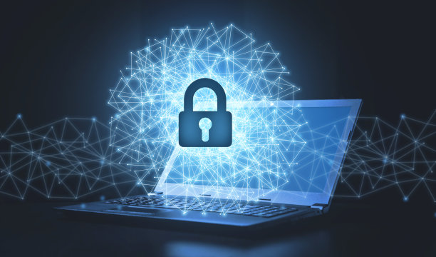 电脑上有锁的网络。网络安全图片下载