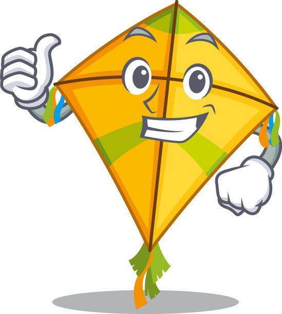 很酷的风筝卡通设计风格，让人竖起大拇指图片下载