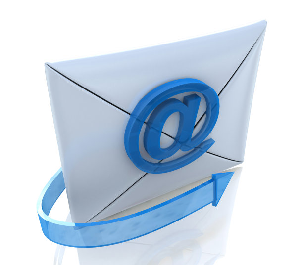电子邮件信封和蓝色箭头的设计与互联网相关的信息。三维演示图片下载