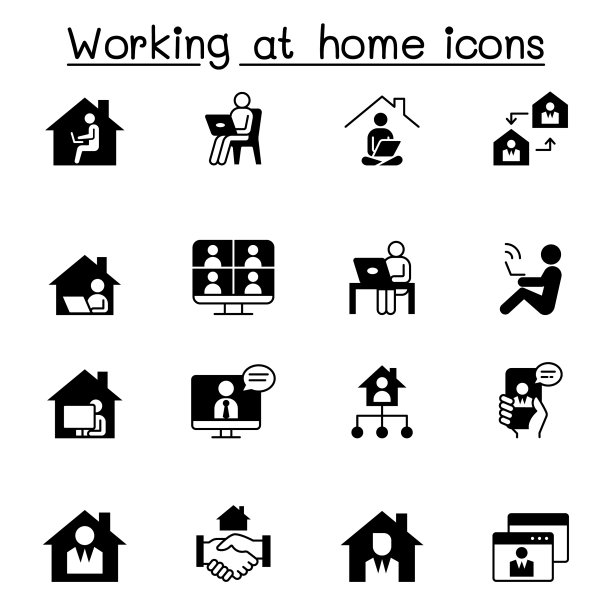 在家工作图标设置图形设计图片下载