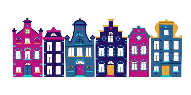 可爱的卡片与传统的房子收集图片下载