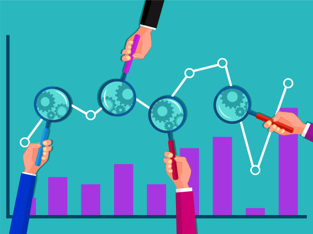 线形图和放大镜商人图片下载