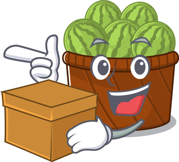 西瓜水果篮卡通设计风格图片下载