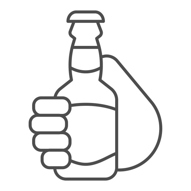 瓶中啤酒手细线图标精酿啤酒图片下载