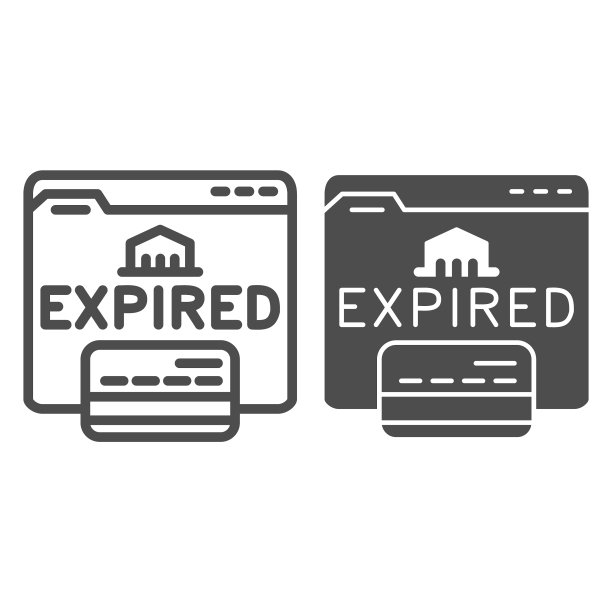 过期卡在网站线上和固体图标图片下载