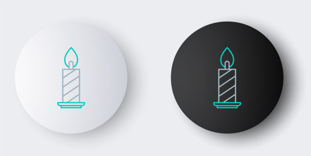 线燃烧的蜡烛在烛台图标孤立图片下载