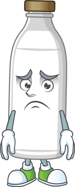 卡通图片牛奶瓶与担心的脸图片下载