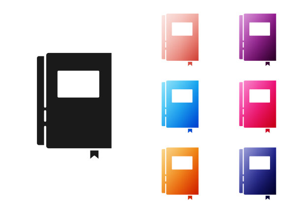 黑书图标孤立在白色背景设置图片下载