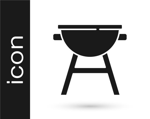 黑色烧烤架图标孤立在白色图片下载