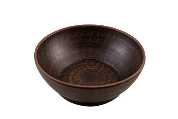 古陶棕泥盘孤立于白色之上图片下载