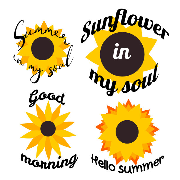 你好夏日字葵花与葵花图片下载