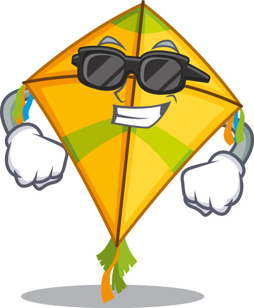 超级酷的风筝吉祥物人物穿着黑色图片下载