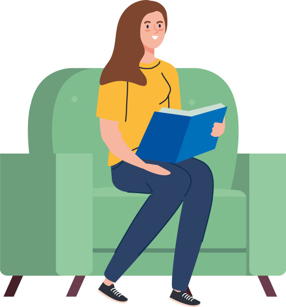 女人坐在座位上读一本书设计图片下载