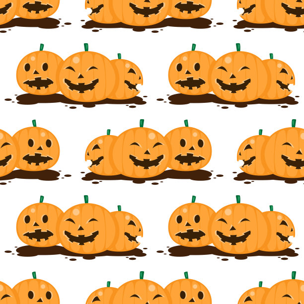 无缝万圣节南瓜图案上的白色图片下载