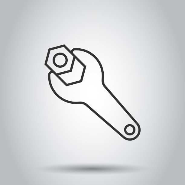 扳手图标在平式扳手键上的白色图片下载