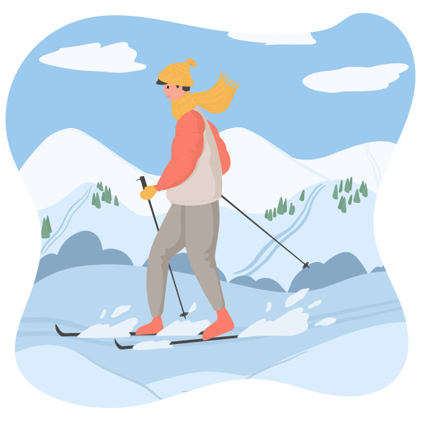 年轻快乐的男人在冬天穿衣服在雪地上滑雪图片下载