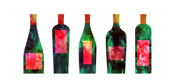 水彩抽象红酒瓶图片下载