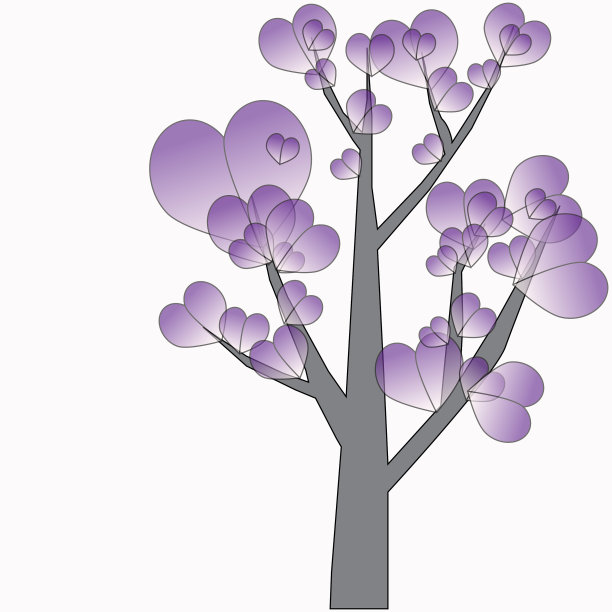 美丽的树以爱心为背景图片下载