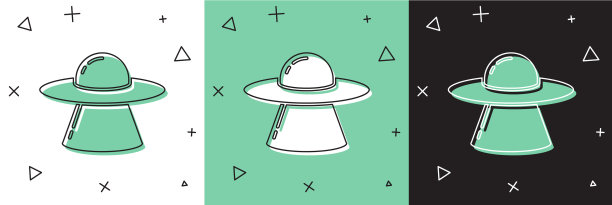 设置飞碟飞行飞船图标隔离在白色图片下载