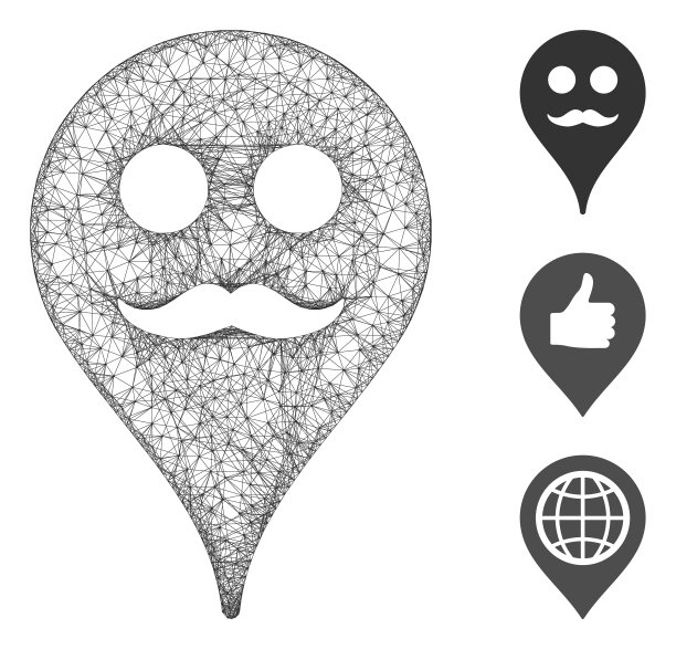 绅士微笑地图标记多边形网图片下载