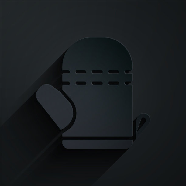 剪纸烤箱手套图标孤立在黑色图片下载