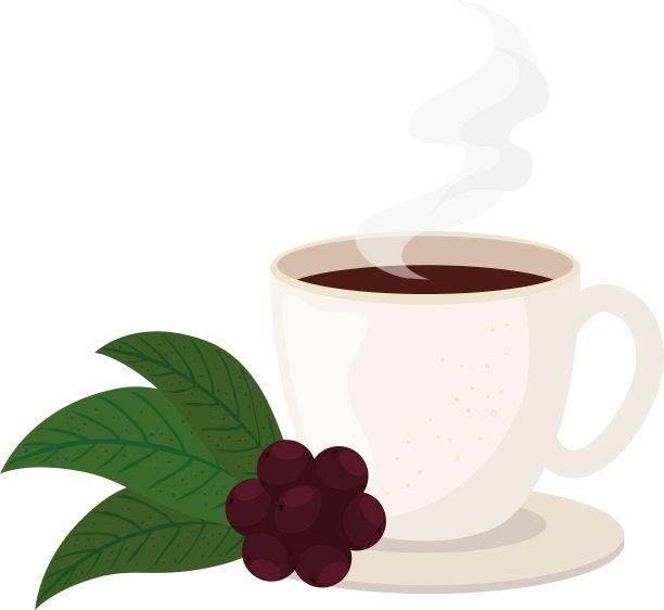 咖啡杯与豆和叶设计图片下载