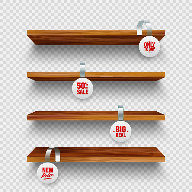 逼真的木制货架超市图片下载