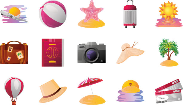 暑假旅游沙滩球海星帽图片下载