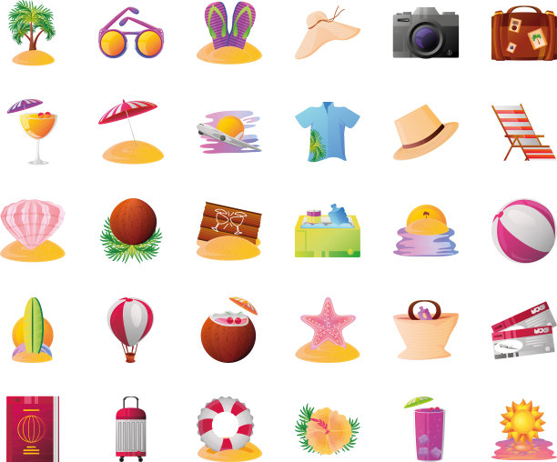 暑假旅行包含这样的图标图片下载