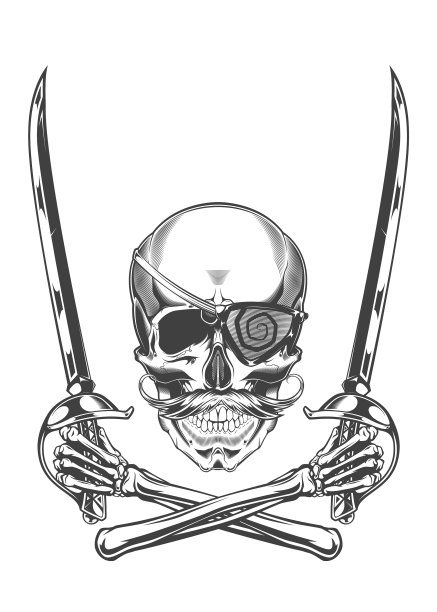 黑白头骨，有胡子和图片下载