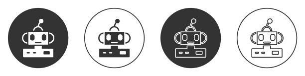 黑色机器人玩具图标孤立在白色背景图片下载