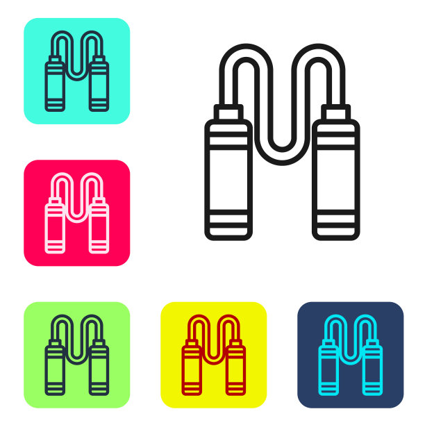 黑线跳绳图标孤立在白色上图片下载