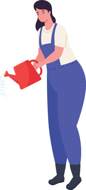园艺女人用喷壶设计图片下载