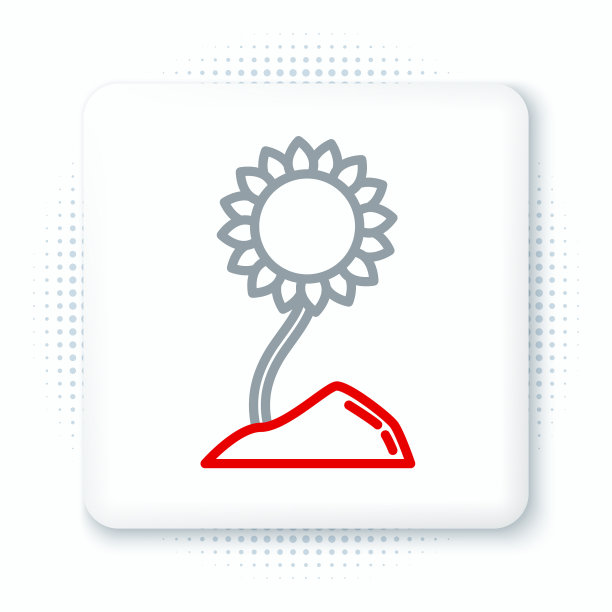 线向日葵图标孤立的白色背景图片下载