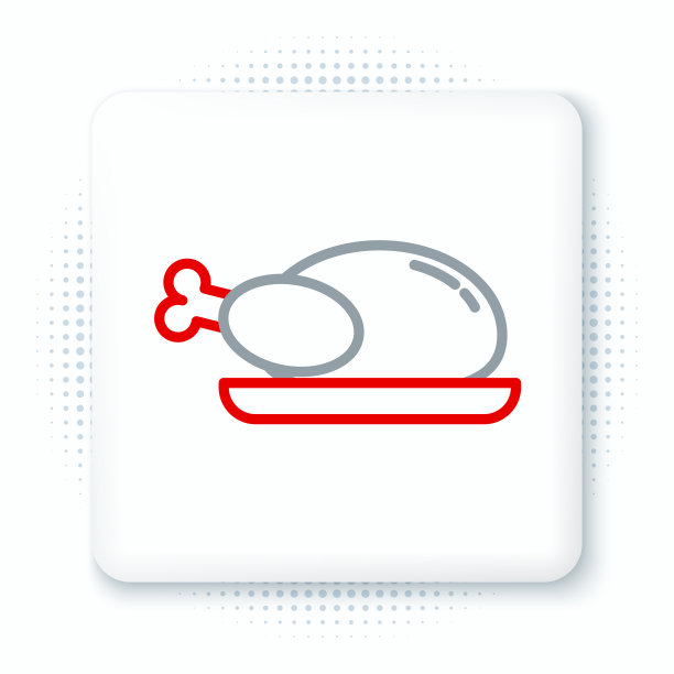 线烤火鸡或鸡肉图标孤立上图片下载