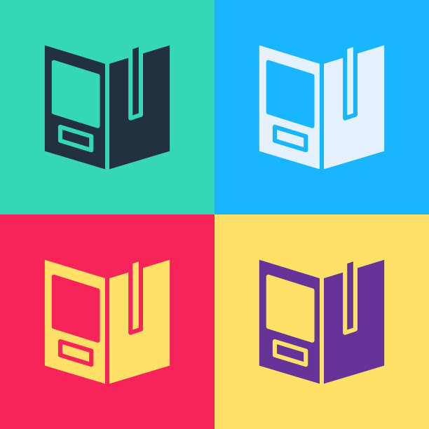 波普艺术打开书图标孤立的颜色图片下载