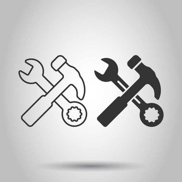 锤与扳手图标在平面风格的工作图片下载