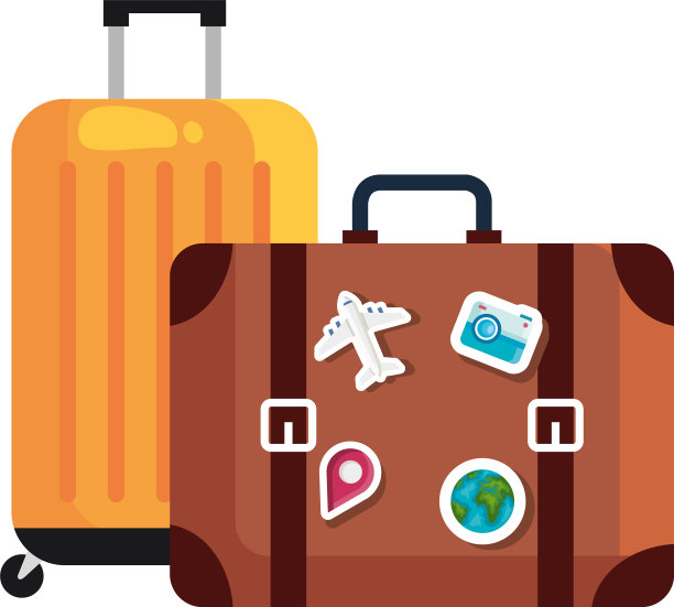 带有贴纸设计的旅行袋图片下载