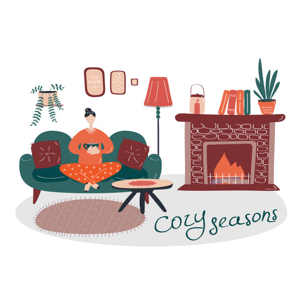 年轻女孩坐在舒适的扶手椅上图片下载