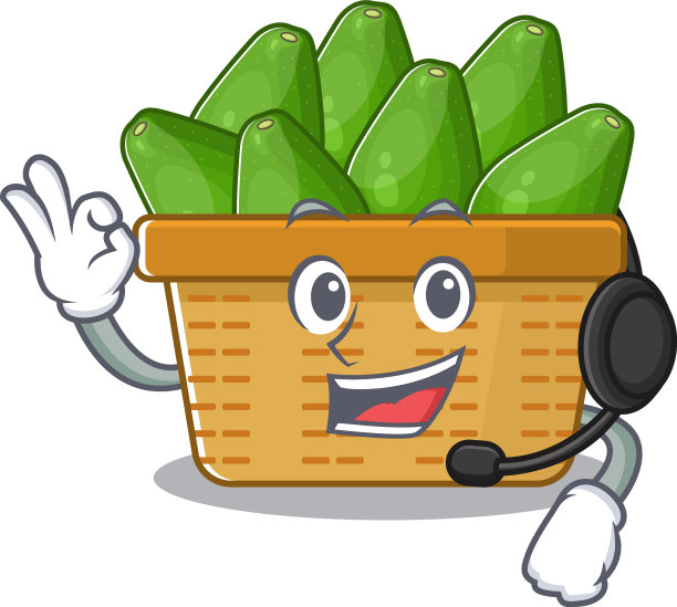 可爱的牛油果篮子卡通人物图片下载