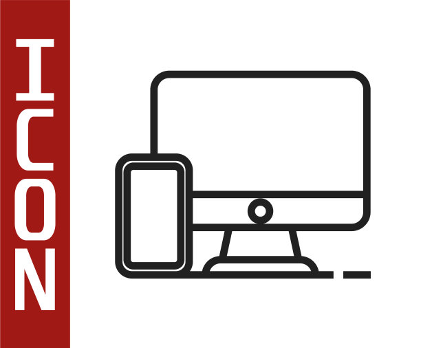 电脑显示器和手机图标的黑线图片下载