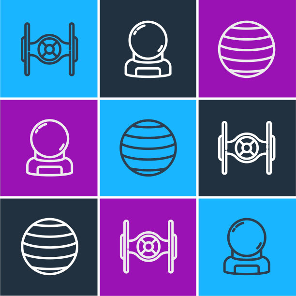 设定线宇宙飞船行星金星和宇航员图片下载